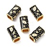Brass Micro Pave Clear Cubic Zirconia Rectangle European Beads KK-Z114-15G-A-2