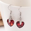 Heart Glass Pendant Necklaces & Dangle Earrings Jewelry Sets SJEW-JS00881-6
