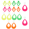 8 Pairs 8 Style Acrylic Heart & Teardrop Dangle Stud Earrings with Steel Pins for Women EJEW-PH0001-12-1