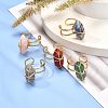 Copper Wire Wrapped Natural Gemstone Adjustable Rings for Women RJEW-JR00386-3