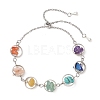 Chakra Brass Ring Link & Natural & Synthetic Mixed Gemstone Chips Beads Link Bracelets BJEW-TA00717-02-3