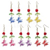 Glass Seed Beads Butterfly Dangle Earrings EJEW-MZ00347-2