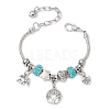 3 Pcs 3 Styles Alloy Snake Chain Charms Bracelets BJEW-JB11448-3