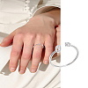 1Pc Letter Brass Rhinestone Open Cuff Rings for Women AJEW-LP0004-47O-S-1