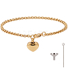 2Pcs Heart Non-Tarnish Stainless Steel Charm Bracelets BJEW-CN0001-23G-1
