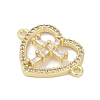 Brass Clear Cubic Zirconia Cross Heart Connector Charms KK-D317-147G-2