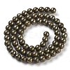Natural Gold Pyrite Smooth Round Beads Strands G-F197-10-6mm-7