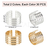 DICOSMETIC 60Pcs 2 Colors Brass Grooved Column Open Cuff Earrings for Men Women KK-DC0001-93-2