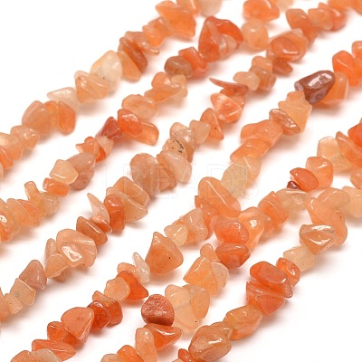 Natural Red Aventurine Chip Bead Strands X-G-M205-10A-1