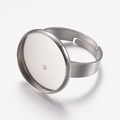 Tarnish Resistant Adjustable 304 Stainless Steel Finger Rings Components LS-STAS-I097-037C-P-1