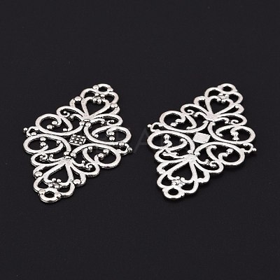 Tibetan Style Alloy Rhombus Filigree Joiners Links X-TIBE-5377-AS-LF-1
