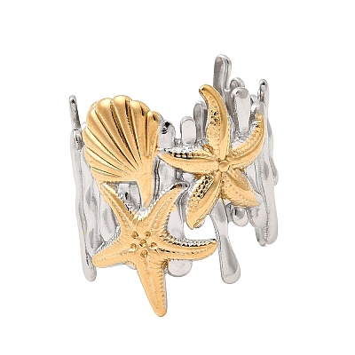 304 Stainless Steel Open Cuff Rings for Women RJEW-K316-01GP-1