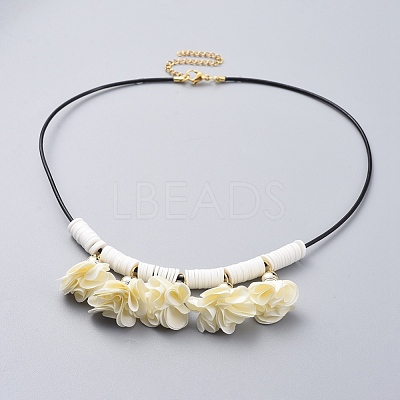 Cowhide Leather Cord Bib Necklaces NJEW-JN02590-01-1