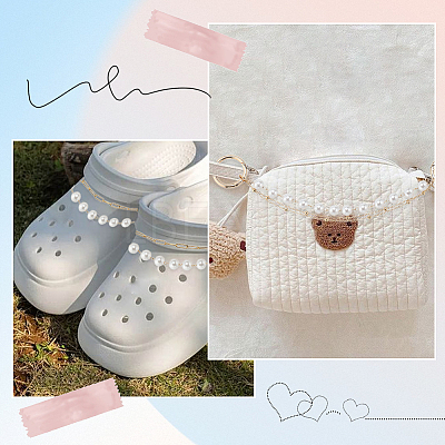 2Pcs 2 Style Imitation Pearl & Alloy Shoe Chains FIND-SC0004-66-1