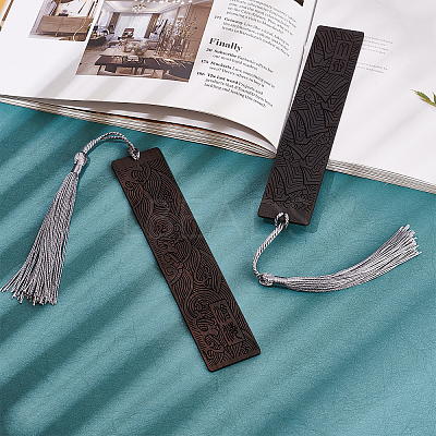 2Pcs 2 Style Blackwood Bookmarks AJEW-PH0001-76-1