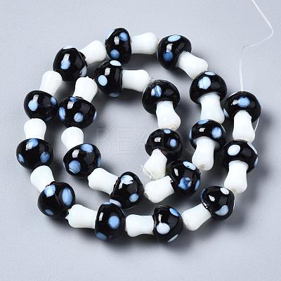 Mushroom Handmade Lampwork Beads Strands LAMP-R116-11-1