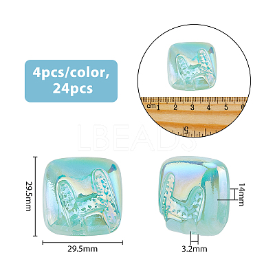 24Pcs 6 Colors Opaque Acrylic Beads SACR-DC0001-03-1