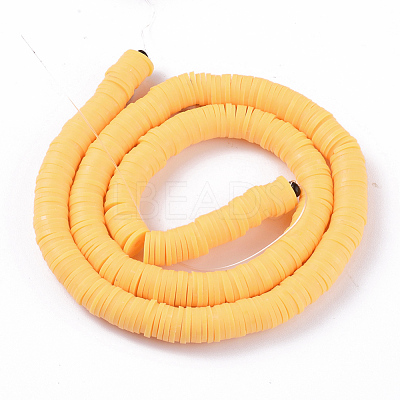 Flat Round Handmade Polymer Clay Beads CLAY-R067-8.0mm-15-1