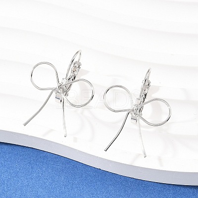 Bowknot Brass Leverback Earrings EJEW-A150-04C-P-1