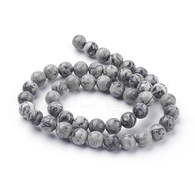 Natural Map Stone/Picasso Stone/Picasso Jasper Beads Strands X-G-G047-8mm-1