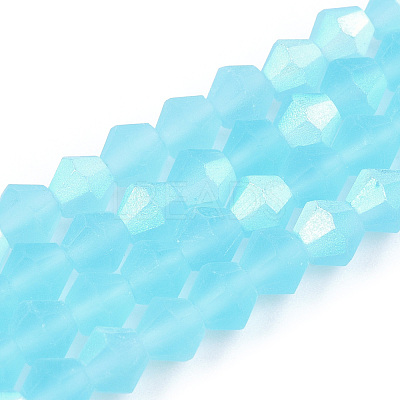 Imitate Austrian Crystal Bicone Frosted Glass Beads Strands GLAA-F029-TM4mm-A20-1