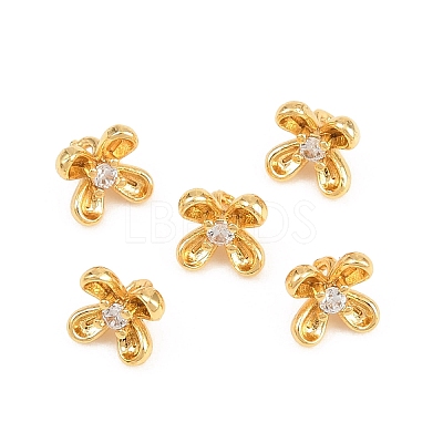 Brass Micro Pave Clear Cubic Zirconia Charms KK-Z162-04G-1