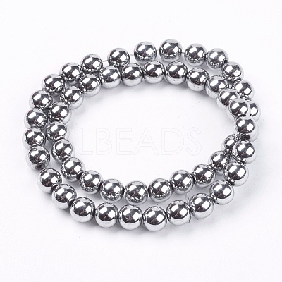 Non-Magnetic Synthetic Hematite Beads Strands X-G-S096-8mm-3-1