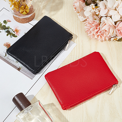 2Pcs 2 Colors Litchi Print PU Leather Zip Pouches ABAG-CP0001-08B-1