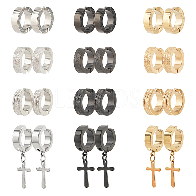 24Pcs 12 Style 204 Stainless Steel Clip-on Earrings EJEW-AN0003-44-1