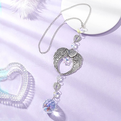 Glass Round Hanging Suncatchers HJEW-JM04608-1