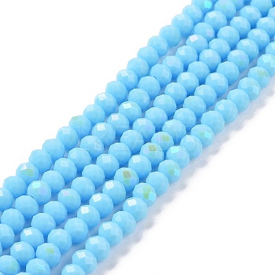 Electroplate Opaque Solid Color Glass Beads Strands X1-EGLA-A034-P4mm-L11-1