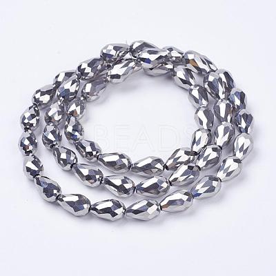 Electroplate Glass Beads Strands EGLA-D017-15x10mm-7-1