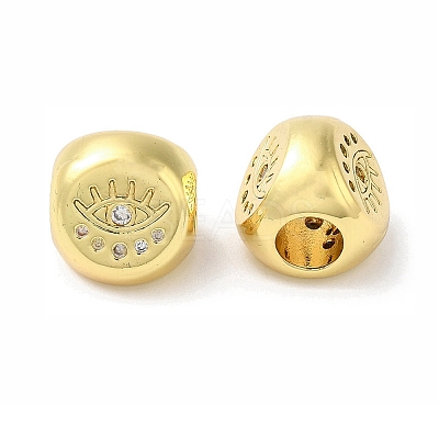 Rack Plating Brass Micro Pave Cubic Zirconia European Beads KK-F854-02G-01-1