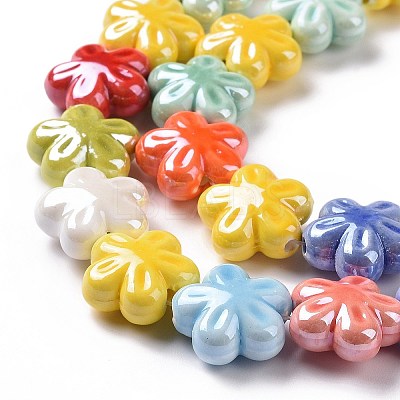 Glazed Porcelain Beads Strands X-PORC-M539-02-1