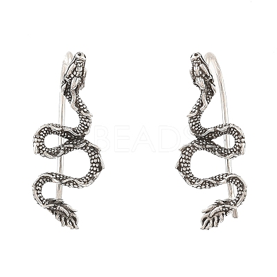 Antique Silver 316 Surgical Stainless Steel Dangle Earrings EJEW-D096-06D-AS-1