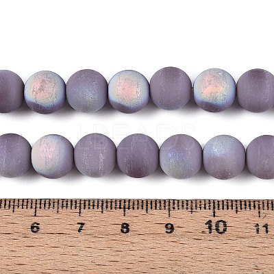 Frosted Opaque Glass Beads Strands GLAA-T032-P10mm-MBB07-1