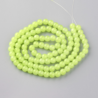 Baking Paint Imitation Jade Glass Round Bead Strands DGLA-Q021-4mm-08-1