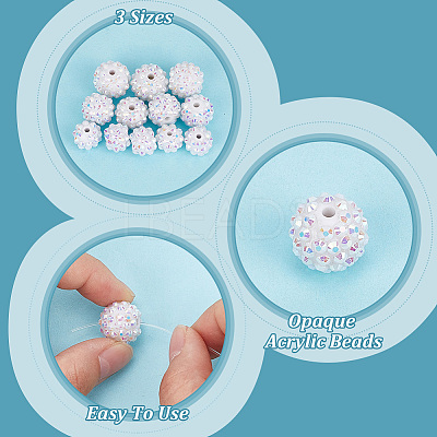 30Pcs 3 Styles Acrylic & Resin with Rhinestone Round Beads OACR-PH0004-27-1