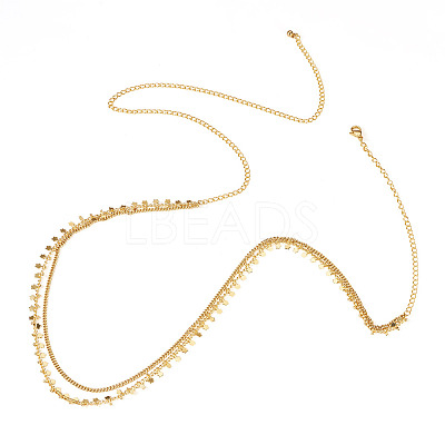 Brass Star Charm Double Layer Curb Waist Chains for Women NJEW-TA00192-1