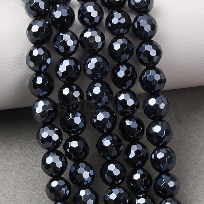 Electroplated Natural Agate Beads Strands G-B191-A07-6mm-18-1