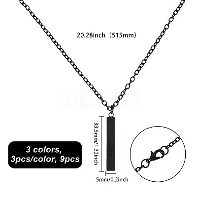 201 Stainless Steel/Brass Coated Iron Rectangle Pendant Necklace NJEW-CO0001-01-1