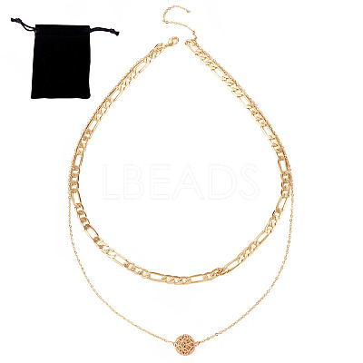 Brass Double Layer Necklaces NJEW-TAC0020-1