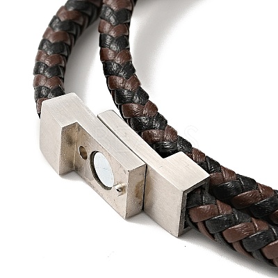 Microfiber Leather Braided Double Loops Wrap Bracelet with 304 Stainless Steel Magnetic Clasp for Men Women BJEW-C021-25P-1
