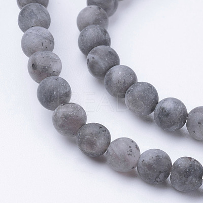 Natural Black Larvikite Bead Strands G-G735-57F-4mm-1