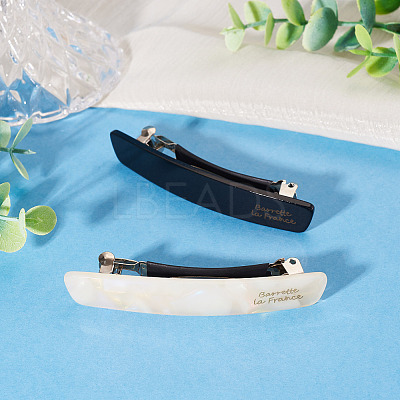 2Pcs 2 Colors Cellulose Acetate and Iron Hair Barrettes for Women Girl PHAR-TADJ0001-01A-1