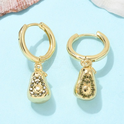 Brass Cubic Zirconia Hoop Earrings EJEW-Q015-02G-B-1