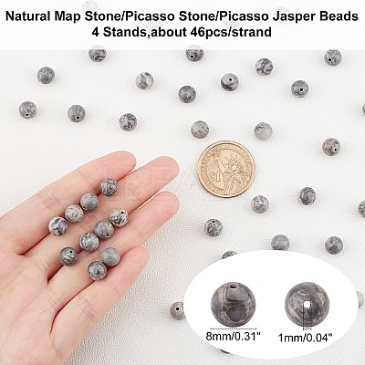 Natural Map Stone/Picasso Stone/Picasso Jasper Beads Strands G-AR0002-17-1