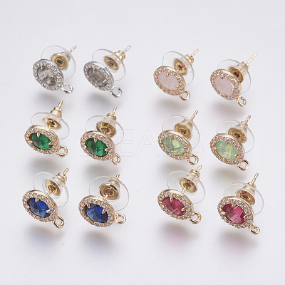 Faceted Glass Stud Earring Findings GLAA-F084-B-1