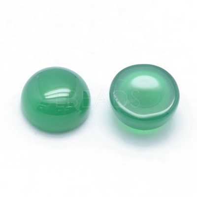 Natural Dyed & Heated Green Onyx Agate Cabochons G-P393-R05-8MM-1