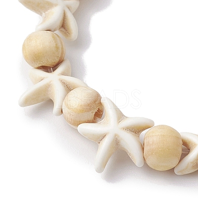 Beach Starfish Dye Synthetic Turquoise Beaded Stretch Barcelets BJEW-JB10289-01-1